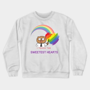 i teach the sweetest hearts - Cute Cat Teacher Crewneck Sweatshirt